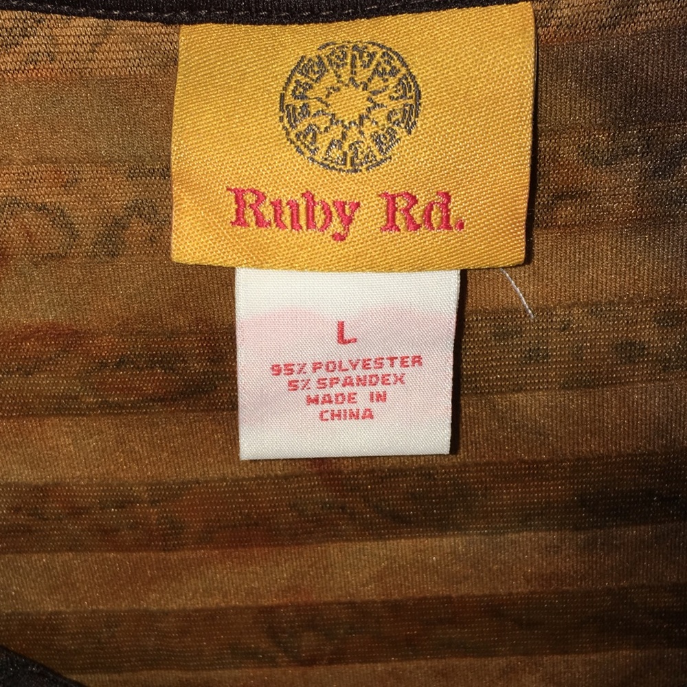 Ruby Rd. Tank Top Ruffled Leopard Print Large - Picture 4 of 8